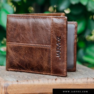 กระเป๋าสตางค์ แบนด์ Jarvoz รุ่น Wallet Tiger หนังแท้เกรดพรีเมียม สีน้ำตาล