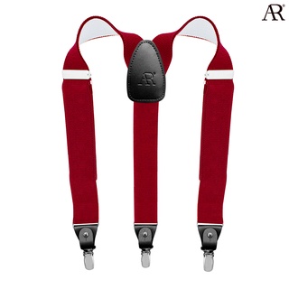 ANGELINO RUFOLO Suspenders(สายเอี๊ยม) 3.5CM. รูปทรงYแบบปรับความยาวได้ คุณภาพเยี่ยม ดีไซน์ Plain สีกรมท่า/สีน้ำตาล