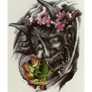 Tattoo Fashion แผ่นใหญ่ ลาย Hannya ญุี่ปุ่น Japan​ HB-256