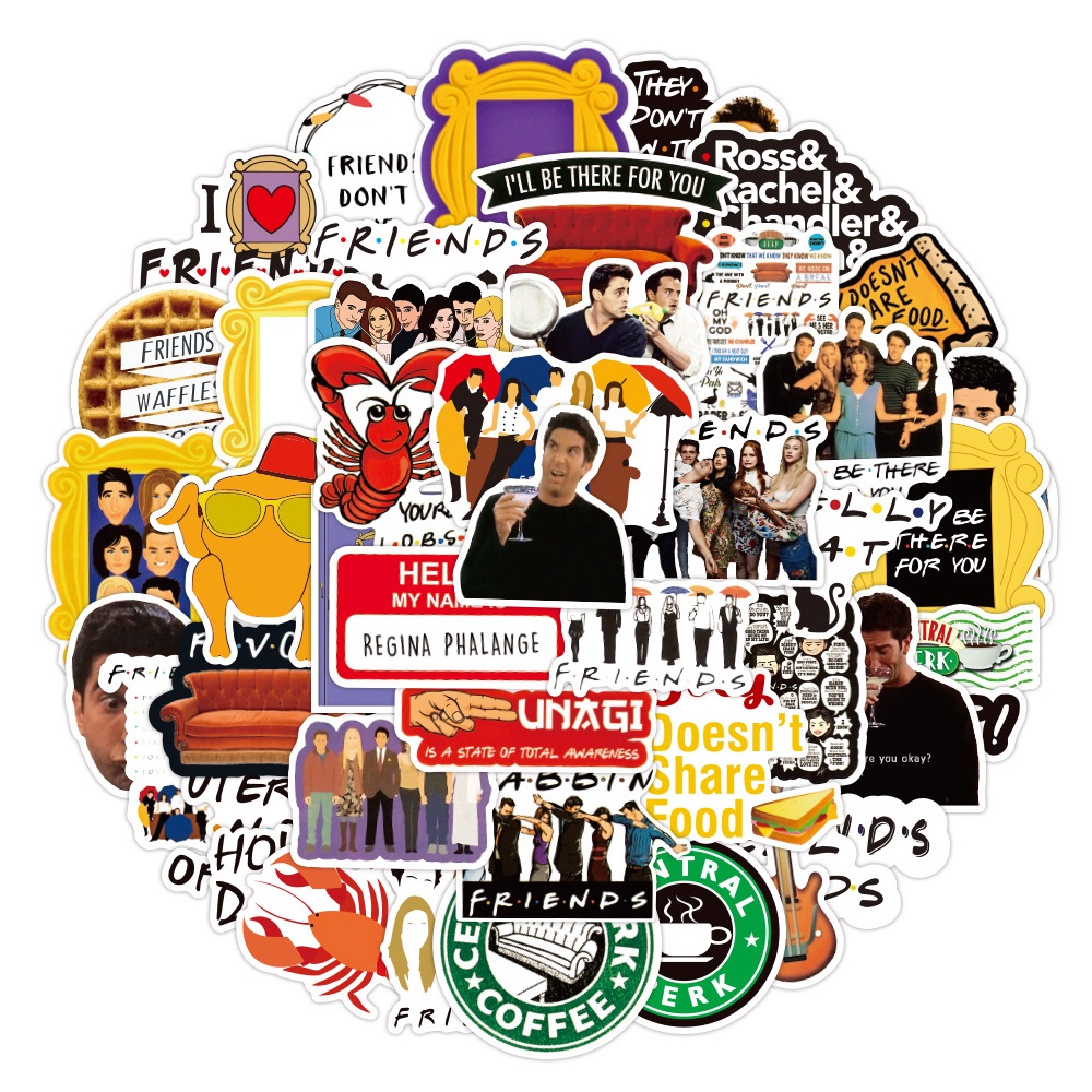 ชุดสติ๊กเกอร์ Friends อเมริกันทีวีซีรีส์กราฟฟิตีกันน้ำ, 50 แผ่น/ชุด ...