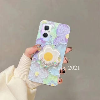 Phone Case เคส OPPO Reno7 Z / Reno7 Pro / Reno7 4G / Reno7 5G Casing Vintage Painting Glitter Flowing Stars Flower Phone Holder Silicone Soft Case Back Cover เคสโทรศัพท