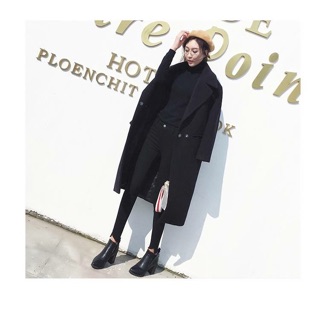 Pre-order:Black woolen coat