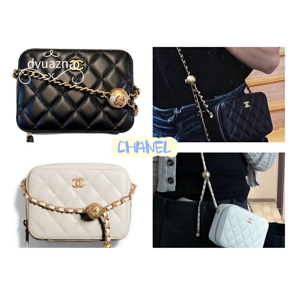 ของแท้-chanel-22-early-spring-series-small-golden-ball-camera-bag-chain-shoulder-messenger-bag