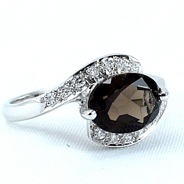 s911-แหวนพลอยแท้-แหวนเงินแท้ชุบทองคำขาว-พลอยสโมกกี้ควอทซ์แท้-100