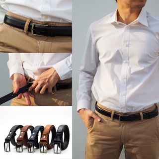 ภาพหน้าปกสินค้าเข็มขัดหนังวัวเรียบ 1.1” เดินด้ายข้าง ริมบาง  Cow leather belt 1.1\" ที่เกี่ยวข้อง