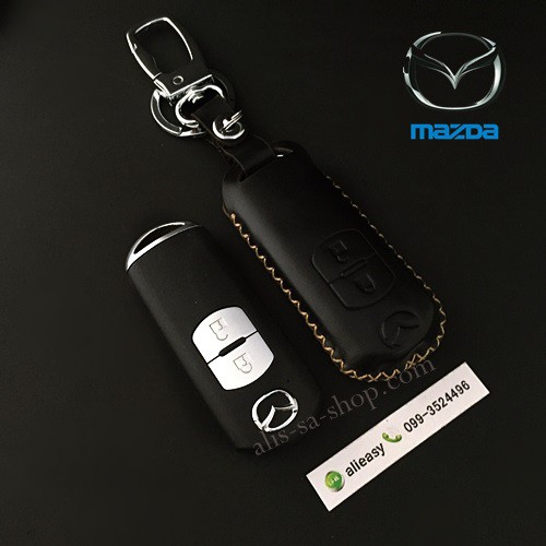 ซองหนังแท้-ใส่กุญแจรีโมทรถยนต์-mazda-2-3-cx-3-5-smart-key-2-ปุ่ม-รุ่น-slim