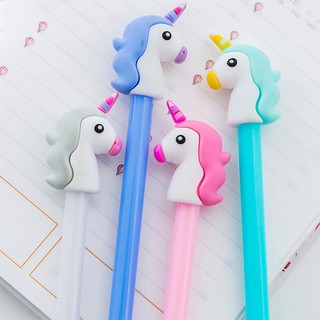 ปากกาเจล ยูนิคอร์น ปากกาหัวการ์ตูน น่ารัก หมึกดำ 0.5 mm Unicorn Gel Pen Cute Stationary Black Ink