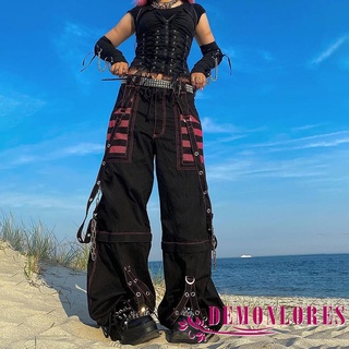 Demonlores- กางเกงขายาว ทรงหลวม ลายทาง สไตล์ฮิปฮอป แฟชั่นฤดูร้อน สําหรับผู้หญิง
