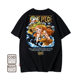 คอลูกเรือเสื้อยืดคอกลมเสื้อยืด พิมพ์ลายอนิเมะญี่ปุ่น Nami ONE PIECE 0061 ALVACOTHผ้าฝ้ายแท้