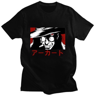 เสื้อยืดแขนสั้นลําลอง ผ้าฝ้าย ทรงหลวม พิมพ์ลายการ์ตูนมังงะ Hellsing Alucard สไตล์ญี่ปุ่น แฟชั่นฤดูร้อน สําหรับผู้ชาย