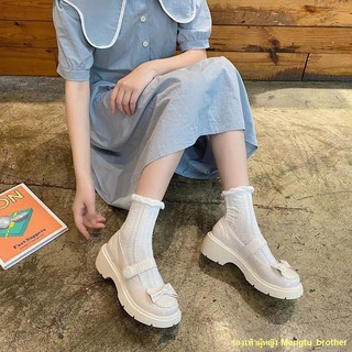 🍒 จัดส่งรวดเร็ว #🍒 รองเท้าตุ๊กตาหัวโตหญิง 2021 ใหม่พื้นหนาญี่ปุ่นโบว์น่ารัก Lolita jk ชุดรองเท้าหนังขนาดเล็ก