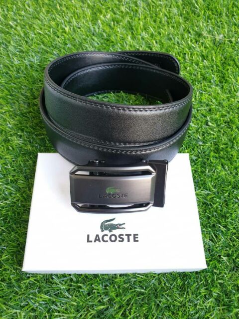 เข็มขัด-lacoste-หัวเข็มขัดปั๊มโลโก้แบรนด์-บนโลหะเรียบ