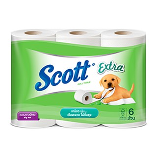 (แพ็ค 6 ม้วน)  Scott Extra Big Roll Tissue สก๊อตต์ เอ็กซ์ตร้า กระดาษชำระ ขนาดความยาวพิเศษ