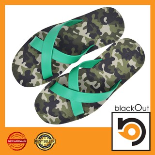 🔰 BlackOut cross 🔰 รองเท้าแตะ รองเท้ายางกันลื่น พื้นทหารเขียว(หูเขียว)