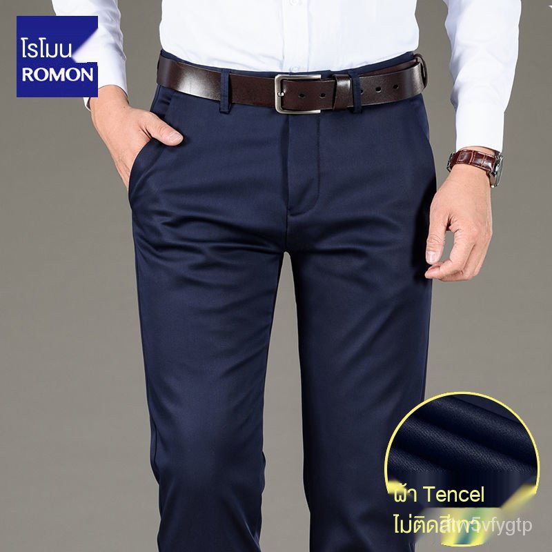 romon-tencel-กางเกงลำลองธุรกิจชายตรงหลวมฤดูใบไม้ผลิและฤดูร้อนใหม่เยาวชนกางเกงบางส่วนกางเกงขายาวน้ำ
