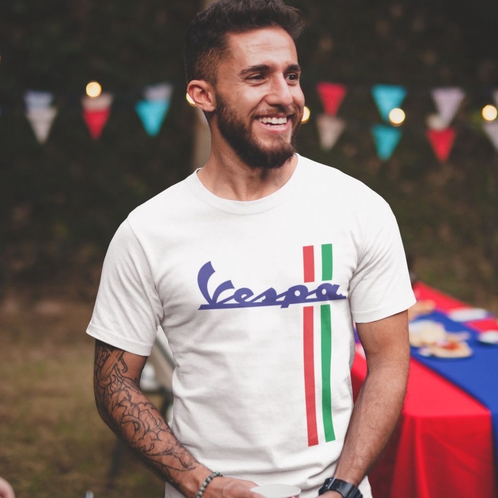 คอลูกเรือเสื้อยืดคอกลมเสื้อยืด-พิมพ์ลายสกูตเตอร์-vespa-italian-สไตล์วินเทจ-คลาสสิก-เรโทรผ้าฝ้ายแท้