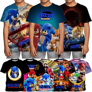 เสื้อยืดแขนสั้น ระบายอากาศ ลาย Sonic the Hedgehog แฟชั่นฤดูร้อน สําหรับเด็กผู้ชาย อายุ 3-14 ปี 2 2022