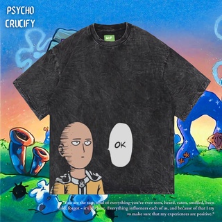 เสื้อยืดโอเวอร์ไซส์เสื้อยืด ขนาดใหญ่ พิมพ์ลาย Psycho Crucify "Saitama" | หินล้างทําความสะอาด | เสื้อยืด ขนาดใหญ่ | สไตล์