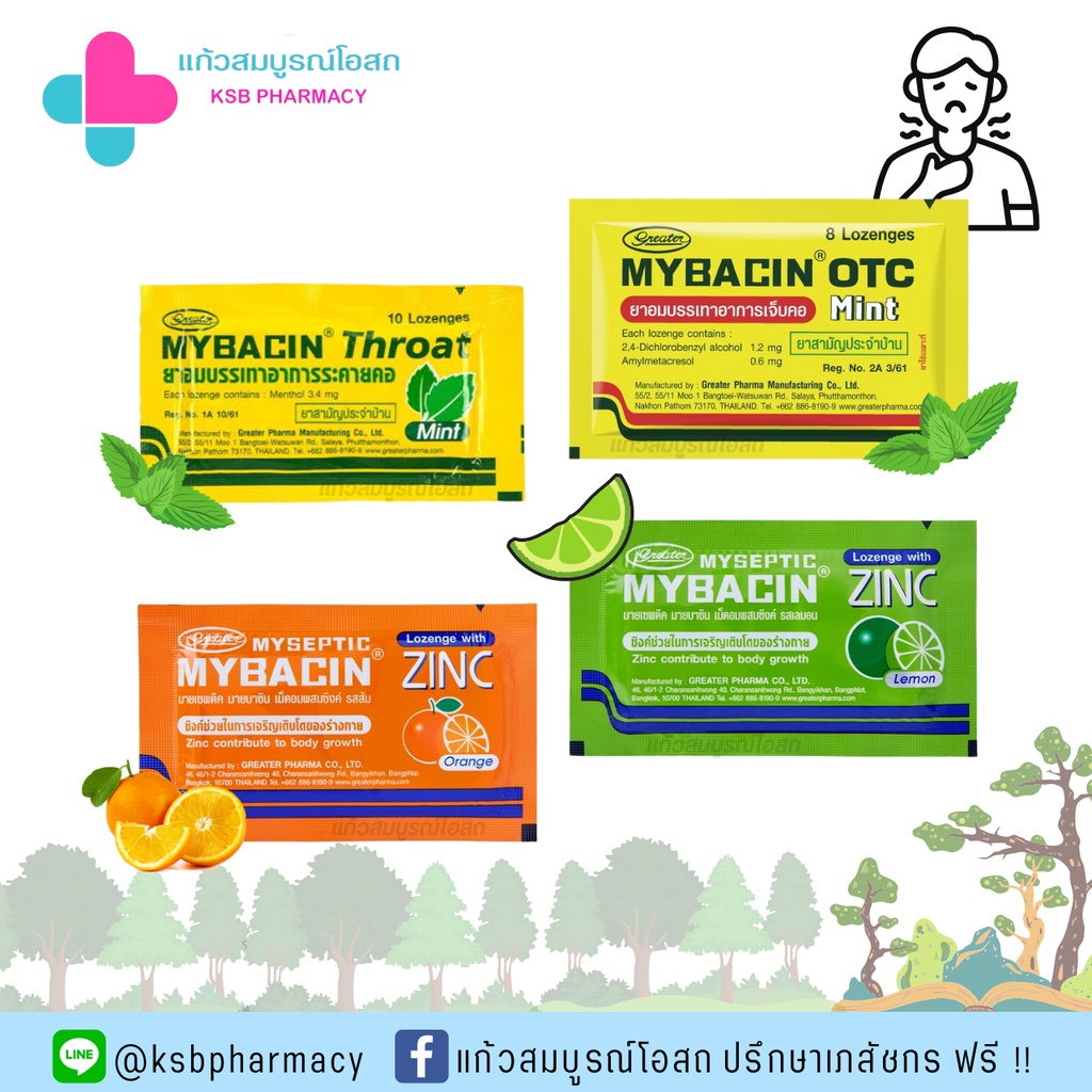 ภาพหน้าปกสินค้าMybacin Zinc มายบาซิน ซิงค์ เม็ดอมผสมซิงค์ จากร้าน ksb_pharmacy บน Shopee