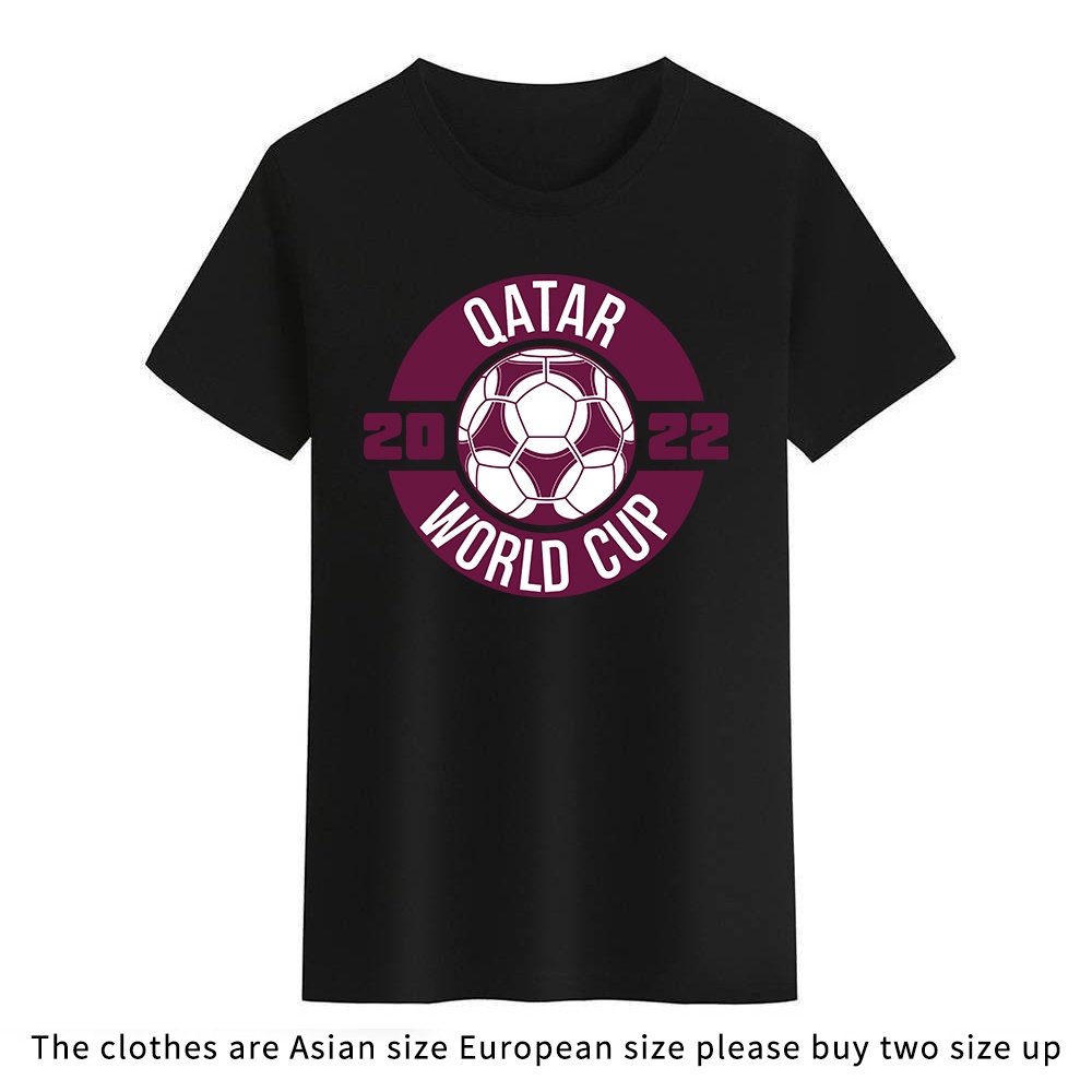 cotton-tshirts-เสื้อยืดคอกลม-พิมพ์ลาย-qatar-world-cup-qatar-fifa-2022-สีดํา-สีขาว-สําหรับผู้ชาย-และผู้หญิง
