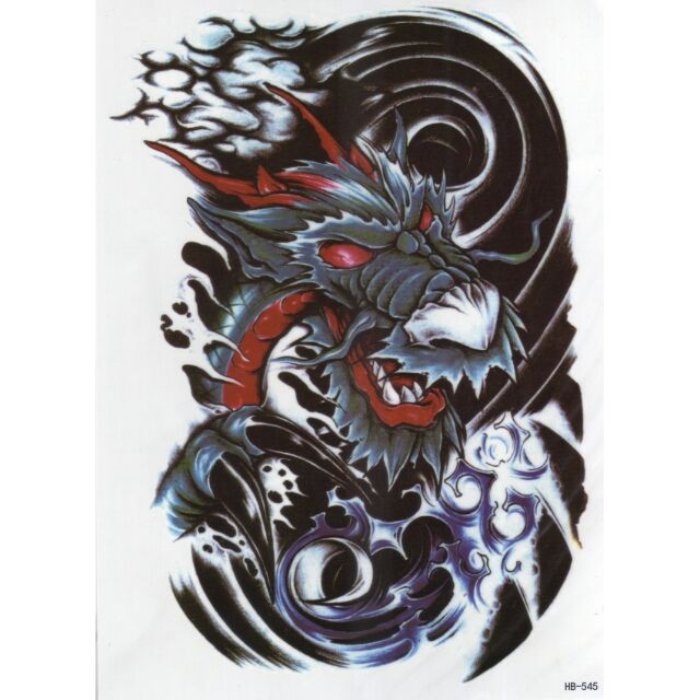 tattoo-แผ่นใหญ่-ลาย-มังกร-dragon-แท็ททู-สติกเกอร์-hb-545