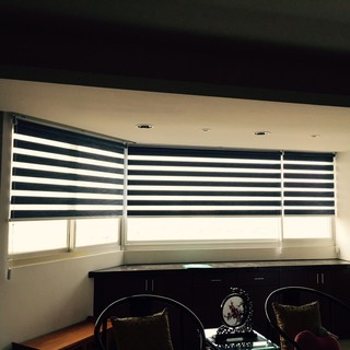 .homedee. ม่านม้วนผ้า 2 ชิ้น Double roller screen Zebra Blind เมจิกสกรีน ผ้าดิมเอ๊าท์