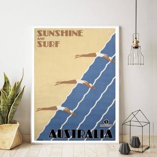 ภาพโปสเตอร์ผ้าใบพิมพ์ลาย Australia Surf สไตล์วินเทจสําหรับตกแต่งบ้าน