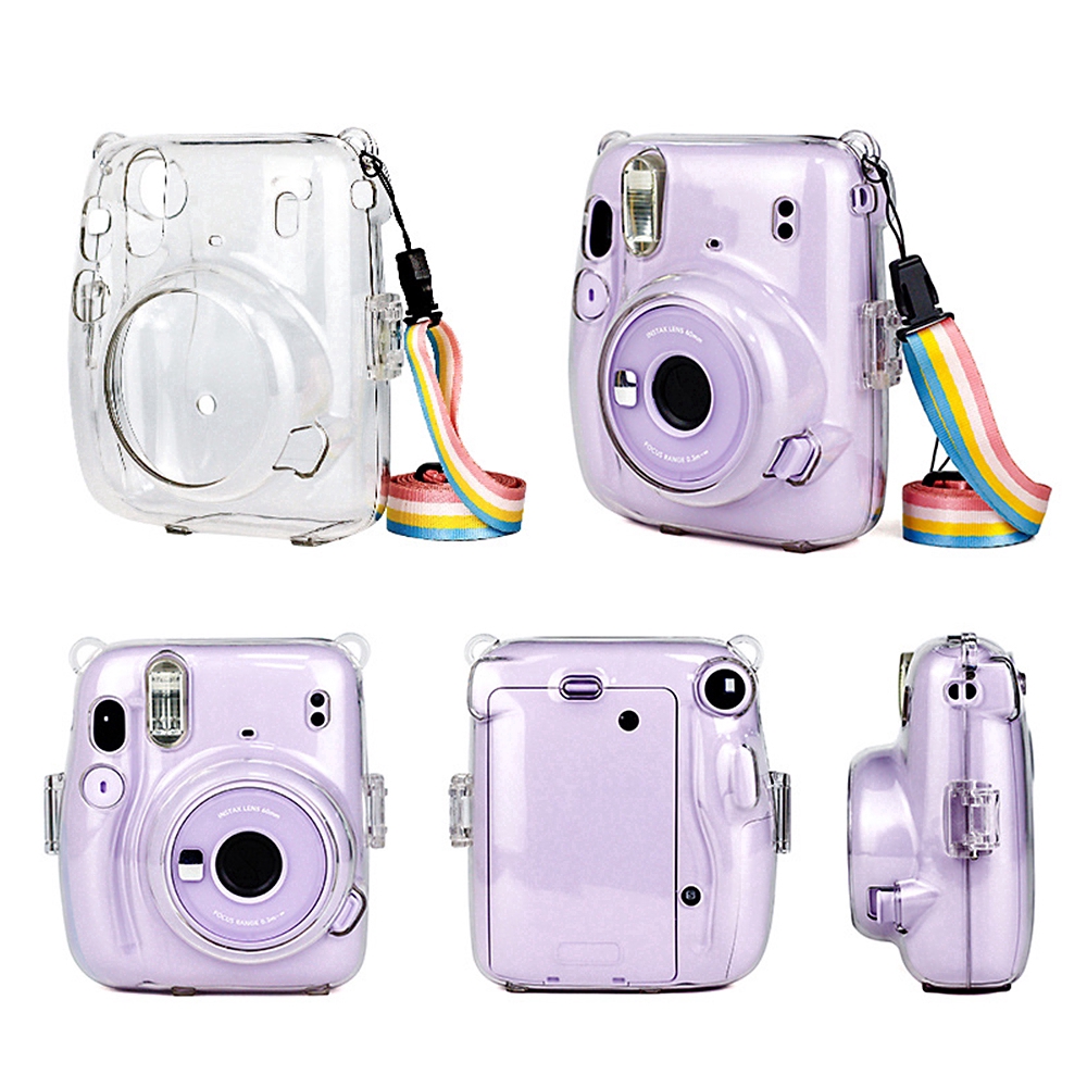 เคสกล้อง-สีใส-กันกระแทก-พร้อมสายสะพายสีรุ้ง-สําหรับ-fujifilm-instax-mini-8-8-9-mini-7s-7c-11-instax-25-26