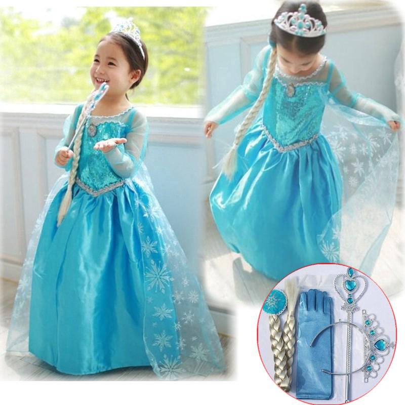 Ready Stock ️Frozen Princess Dress Fever Elsa Costume Girl Kids Party Cosplay ชุดเจ้าหญิงแช่แข็ง Elsa ชุดสำหรับเด็ก