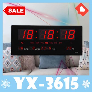 นาฬิกาดิจิตอล ยี่ห้อJinheng YX-3615 สีแดง นาฬิกาติดผนัง นาฬิกาแขวนพนังLED พร้อมส่ง