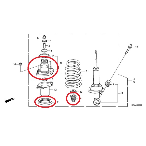 ยางรองเบ้าโช๊คอัพหลัง-ฮอนด้า-honda-cr-v-crv-gen3-g3-2006-2012-ยางรองเบ้าโช๊คอัพหลัง-ยางหุ้มโช๊ค-ยางกันกระแทกโช๊ค