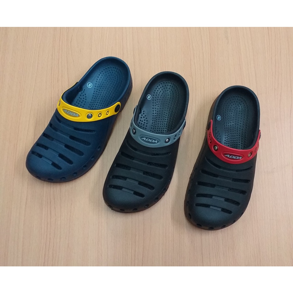 ราคาและรีวิวADDA รองเท้าแตะสวมหัวโต รุ่น 5302 สีดำเทา สีดำแดง สีกรมเหลือง เบอร์ 7-10