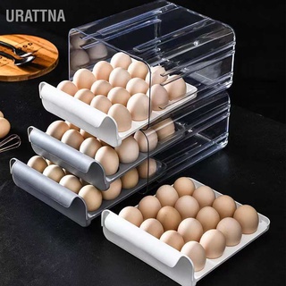 URATTNA ลิ้นชักไข่สองชั้น ปลอดสารพิษ ความจุขนาดใหญ่ พร้อมที่จับสำหรับตู้เย็น
