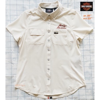 HARLEY DAVIDSON เสื้อมอเตอร์คลอส -ขาวครีม ไซส์ S 38"ของแท้ 100%(สภาพเหมือนใหม่ 98%ไม่ผ่านการใช้งาน)