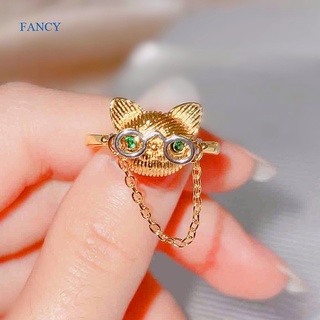 Fancyqube แหวนโซ่หางนกฮูกน่ารัก ละเอียดอ่อน สําหรับผู้หญิง