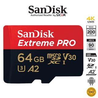 ภาพขนาดย่อของสินค้าSanDisk Extreme Pro microSD 64GB ความเร็ว อ่าน 200MB/s เขียน 90MB/s (SDSQXCU-064G-GN6MA*1) เมมโมรี่ การ์ด แซนดิส ใส่ Gopro6,7,8,9,10 & MAX