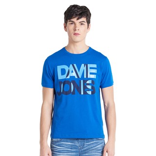 เสื้อยืดใหม่ 2022DAVIE JONES เสื้อยืดพิมพ์ลายโลโก้ สีน้ำเงิน Logo​ Print T-Shirt in blue LG0005BLL XL  XXL 3XL