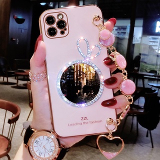 เคสโทรศัพท์มือถือ แบบนิ่ม พร้อมกระจก และสายคล้อง สําหรับ VIVO V29 V29e V27 V27e V25 V25e V23 5G V23e V21 V20 V20se S1 V19 Neo V17 V15 Pro V11 V11i V9