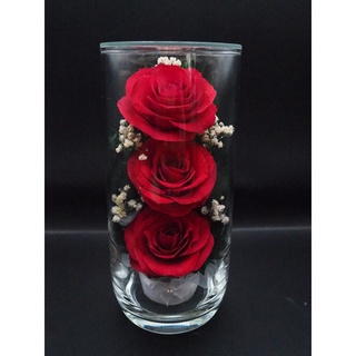 ดอกไม้อบแห้งในแก้ว Dried Flower in Glass Cs Model แก้วน้ำใหญ่ สีแดงพร้อมส่งค่ะ