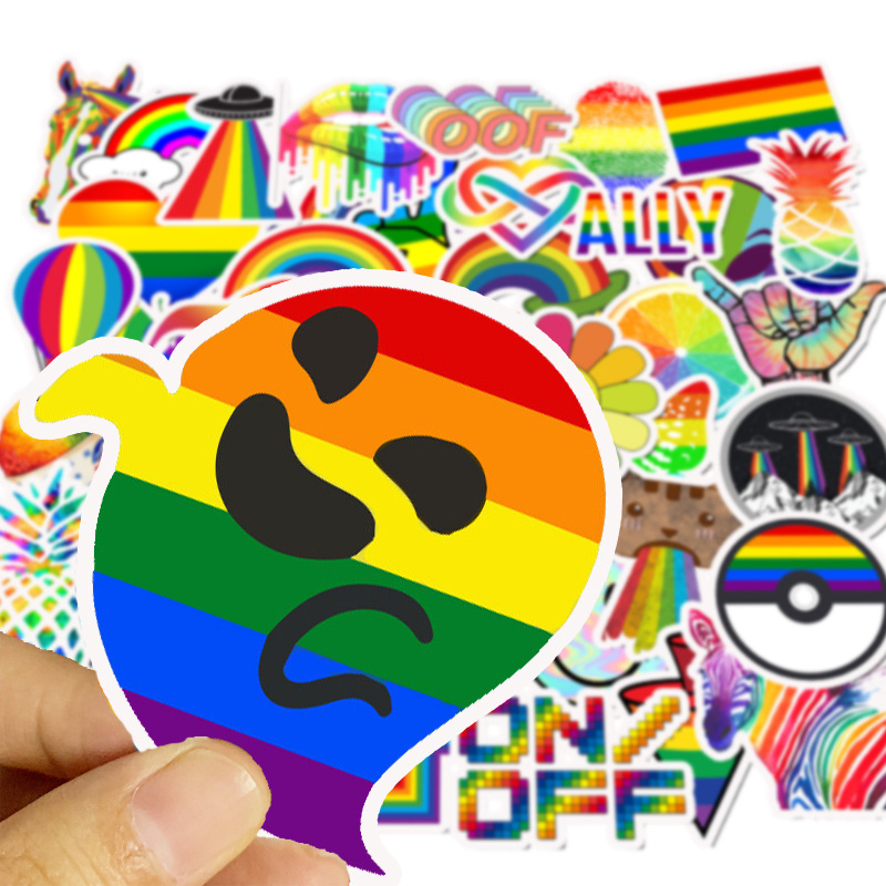 รูปภาพสินค้าแรกของพร้อมส่ง INS LOVE CUTE rainbow colors pokemon sticker สติกเกอร์กันน้ำรูปแบบที่แตกต่างกัน 50ชิ้น