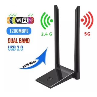 USB 3.0 Wifi Adapter 1200Mbps PC ตัวรับสัญญาณ Wi-Fi 2.4G และ5.8G RTL8812BU เสาอากาศ USB Ethernet lan Wifi Dongle2เสา5dBi