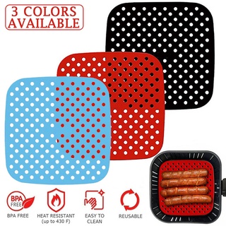 Reusable 1pc Air Fryer Square Baking Pads ซิลิโคนเกรดอาหาร Square Baking Tools ซิลิโคนน้ำมัน Mats Bun เค้กย่างจานรอง