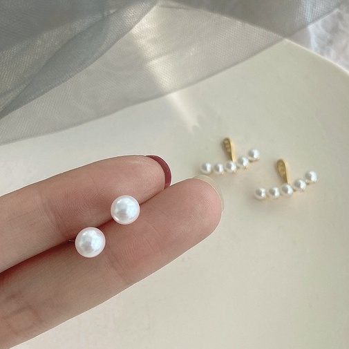 พร้อมส่งจากไทย-ต่างหูก้านเงิน-925-แต่งลูกปัดมุก-สไตล์เกาหลี-earrings