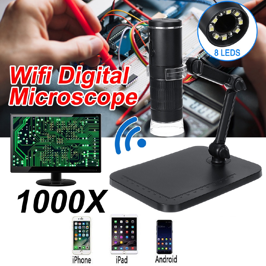 กล้องจุลทรรศน์ดิจิทัล-2mp-wifi-แว่นขยาย-1000x-กล้อง-led-8-ดวง-พร้อมขาตั้ง-สําหรับมอนิเตอร์สมาร์ทโฟนไร้สาย