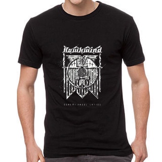 คอลูกเรือเสื้อยืดคอกลมเสื้อยืด พิมพ์ลาย Hawkwind Progผ้าฝ้ายแท้