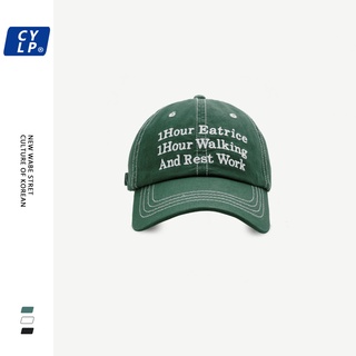 หมวกเบสบอล ปักลายตัวอักษร สีเขียว สไตล์เกาหลี แฟชั่นฤดูใบไม้ร่วง และฤดูหนาว สําหรับผู้ชาย และผู้หญิง