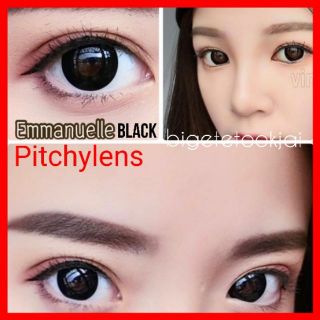 💟 Pitchylens Emmanuelle black brown gray Contactlens บิ๊กอาย คอนแทคเลนส์ ราคาถูก แถมตลับฟรี