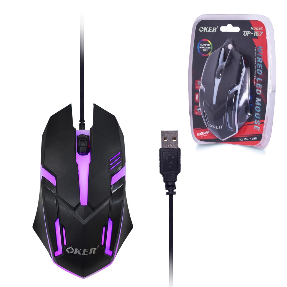 oker-wired-led-mouse-op-167-เมาส์ไฟled-เรืองแสง-เมาส์มีไฟ-เปลี่ยนสีได้-7-สี