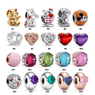 Pandora Lucky หินอัญมณี รูปหัวใจ สีแดง 925 สําหรับตกแต่งบ้าน