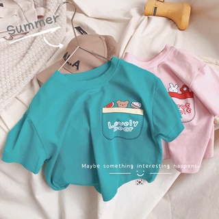 [Babycat] พร้อมส่ง ขายดี เสื้อยืดแขนสั้น สีพื้น สไตล์เกาหลี ญี่ปุ่น แฟชั่นฤดูร้อน สําหรับเด็กผู้ชาย เด็กผู้หญิง